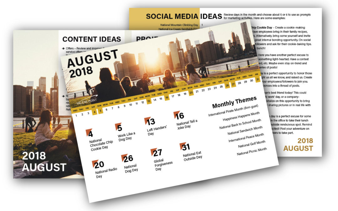 August 2018 Marketing Calendar