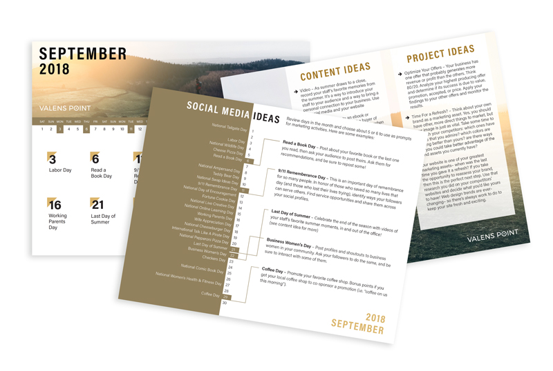 September 2018 Marketing Calendar