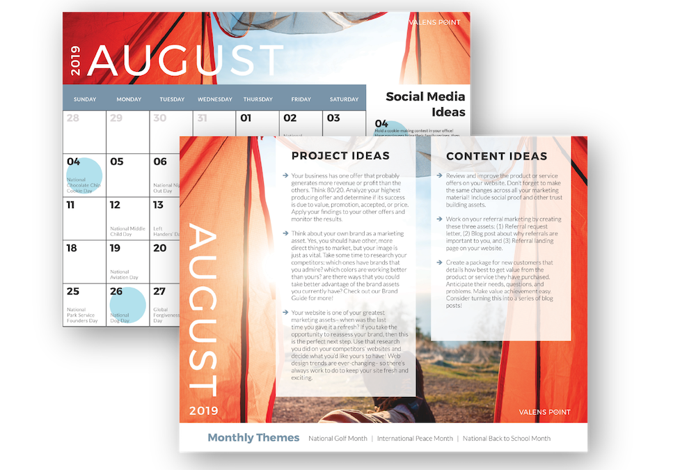 August 2019 Marketing Calendar
