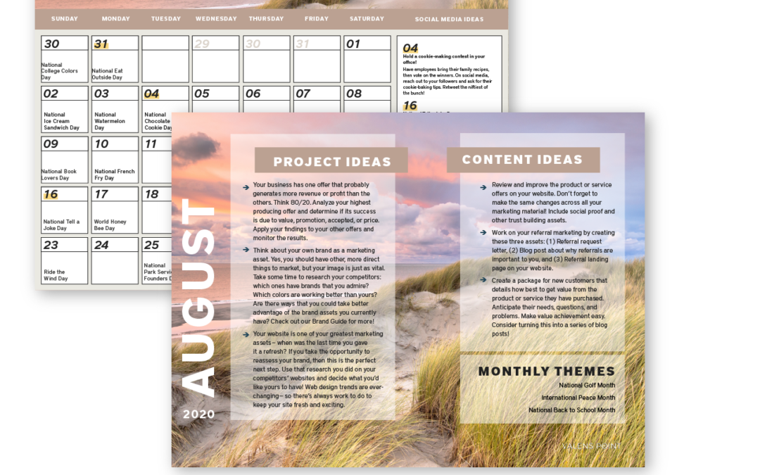 August 2020 Marketing Calendar