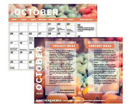 October 2020 Marketing Calendar